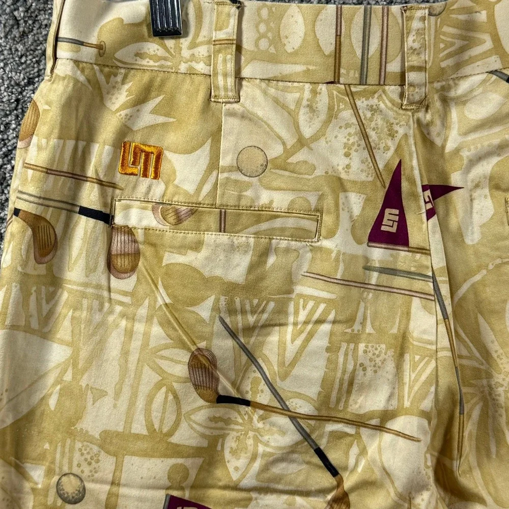 Loudmouth Golf Shorts Men's‎ 32 Hawaiian Golf Print Cotton Stretch Flat Front